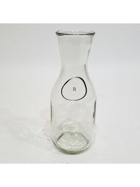 Vintage Clear Wavy Glass Milk Juice Bottle Jar Jug Carafe Since 1852 Flat Back